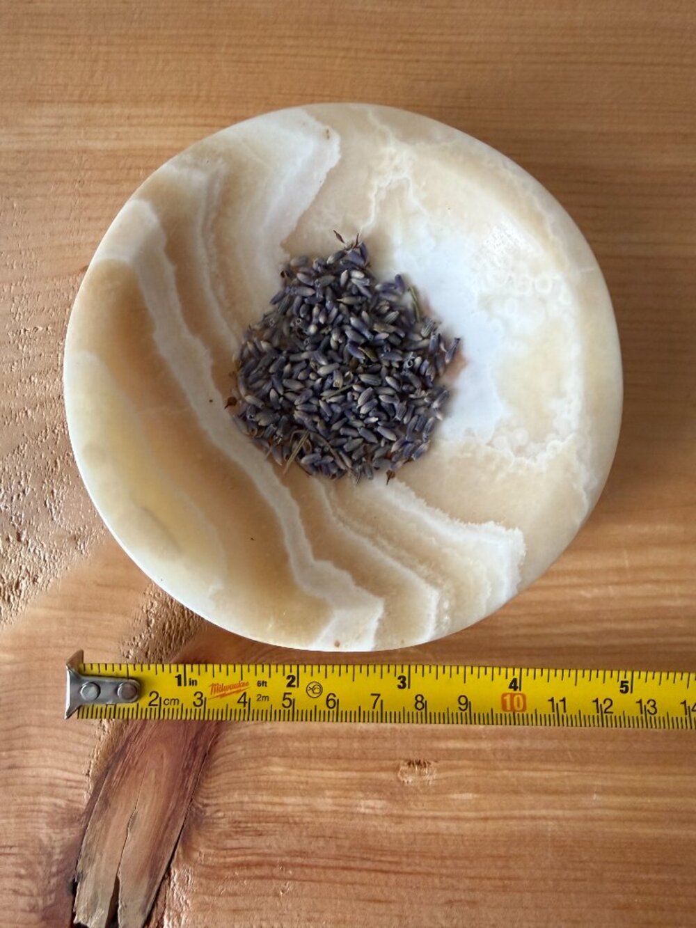 Vintage Hand Carved Banded Onyx Catchall Dish | 5" Marbled Stone Bowl - Picture 8 of 8